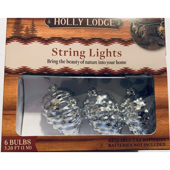 Pine Cone String Lights 6 Christmas Mantle Camper Lodge Farmhouse Battery Oper - Picture 2 of 7
